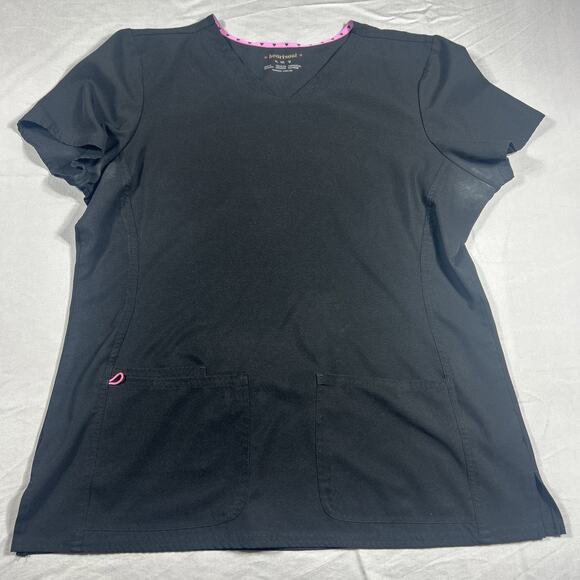 Heart & Soul Scrub Top Size XL Black W/Pink Accents Women’s - Picture 1 of 9
